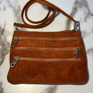 Rebecca Minkoff suede leather Crossbody bag. Burnt orange